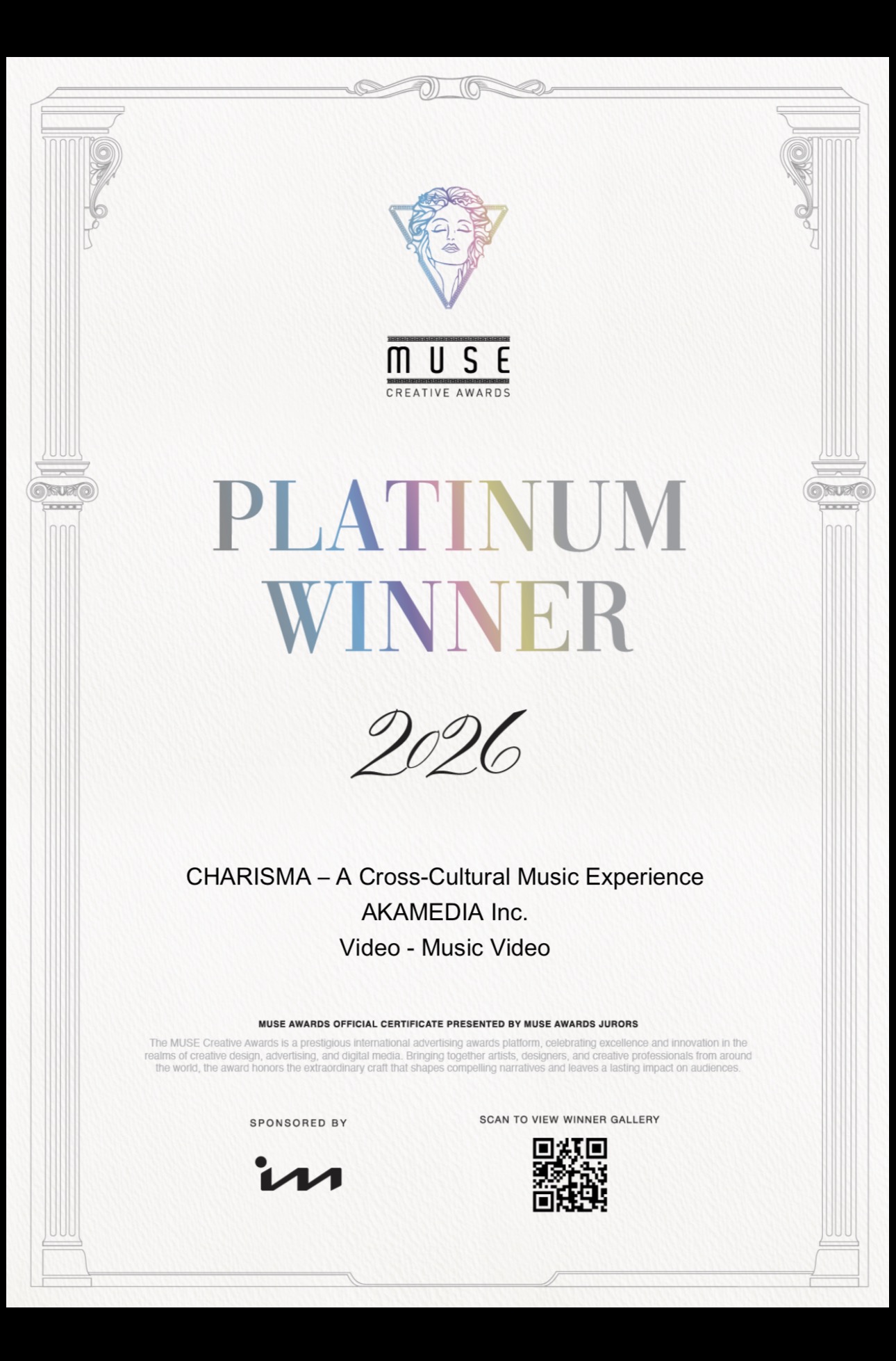 MUSE Creative Awards 2026 — Platinum (Music Video)